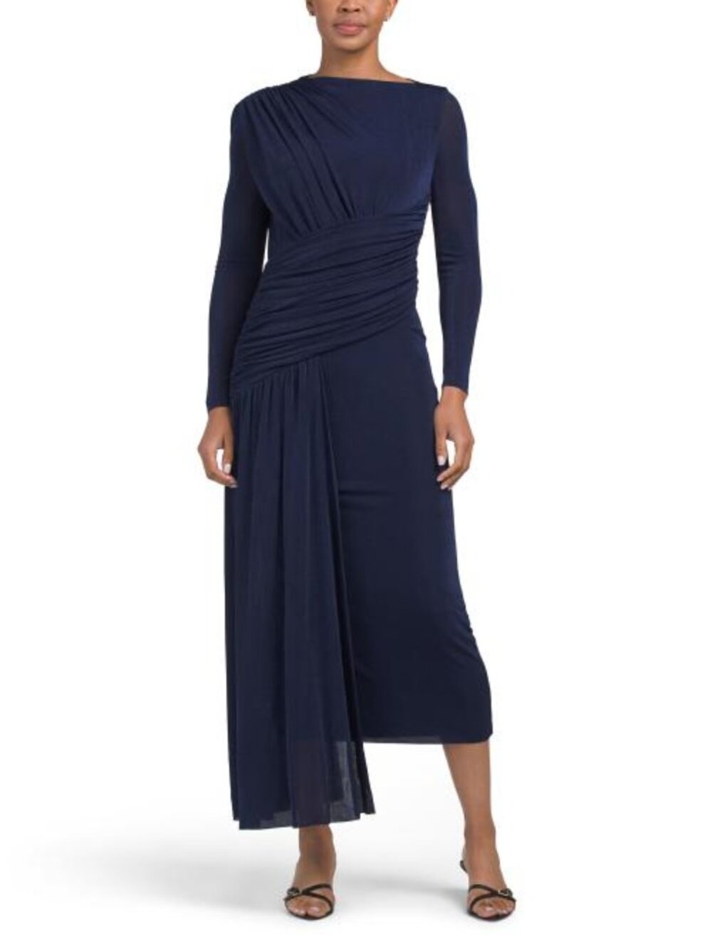 DALIA MACPHEE Long Sleeve Ruched Gown